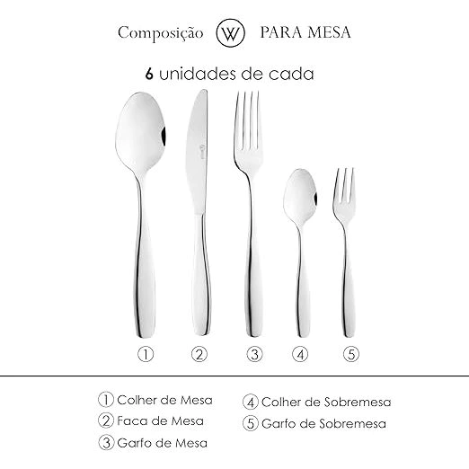 Faqueiro 30 Peças Aço Inox – Wolff 3 Faqueiro Inox